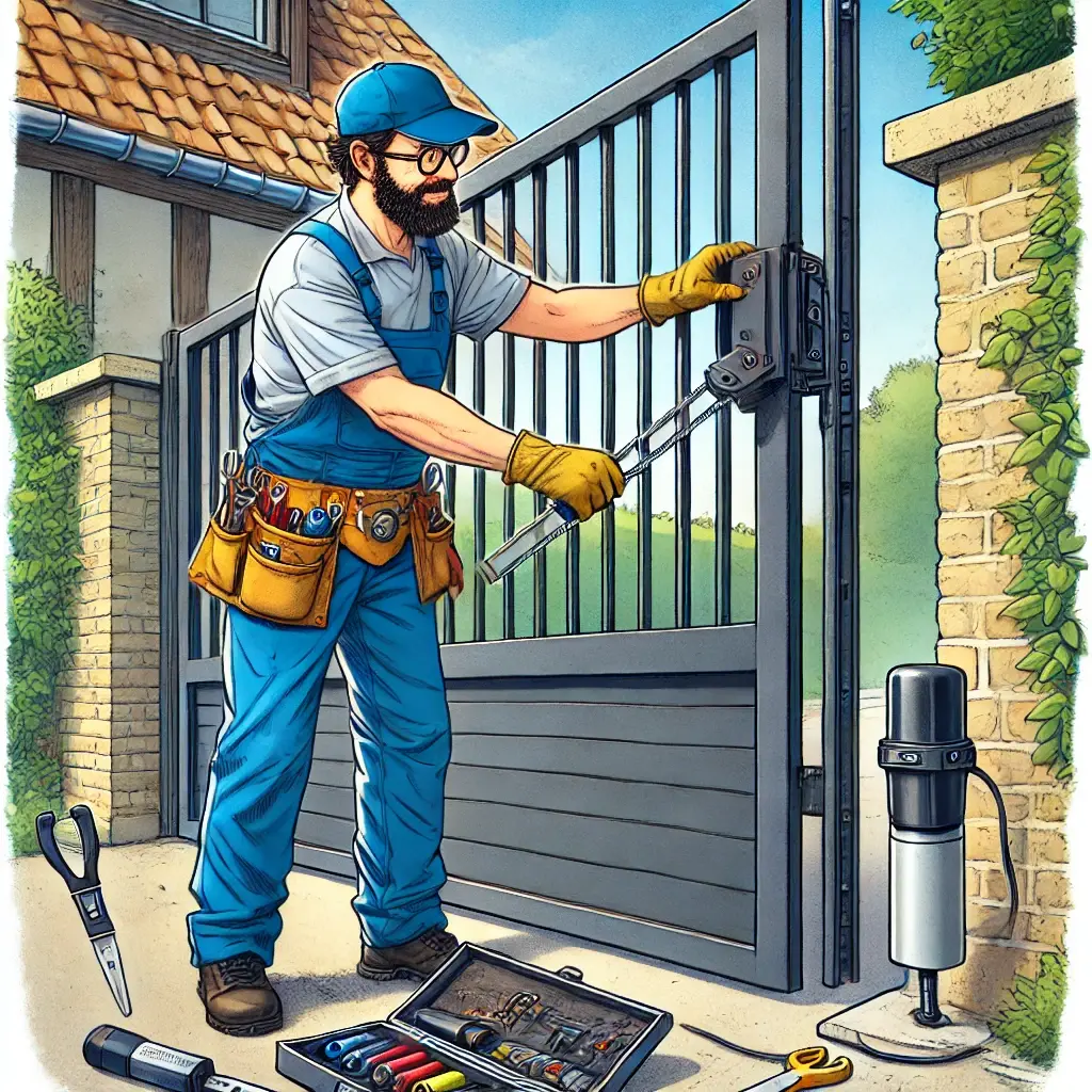 DALL·E 2025-02-09 22.14.24 - Une illustration colorée en style bande dessinée.__Scène __- __Raymond__, un artisan menuisier __grand et athlétique__, vêtu d’une __salopette bleue e.webp